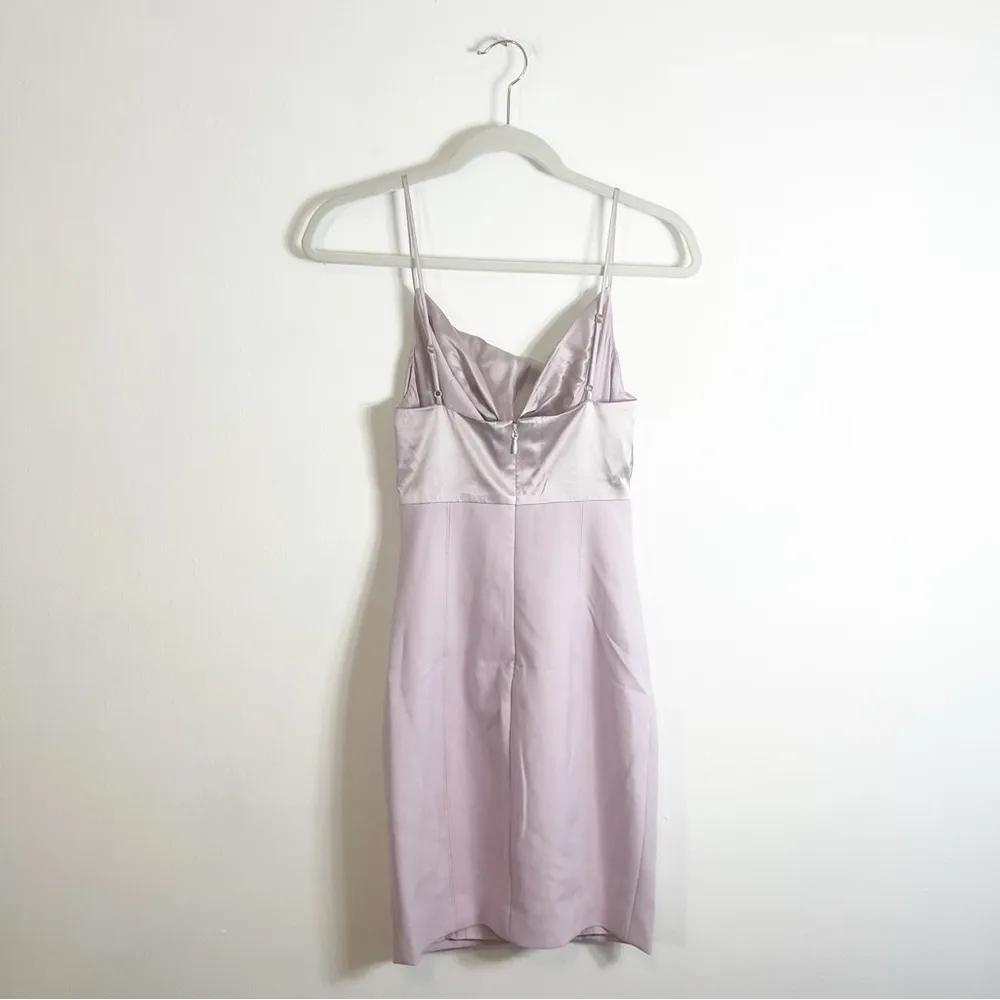 NWT Cinq À Sept Karina Rose Quartz Lilac Silk Satin Paneled Cady Mini Dress 0 Purple - Image 5
