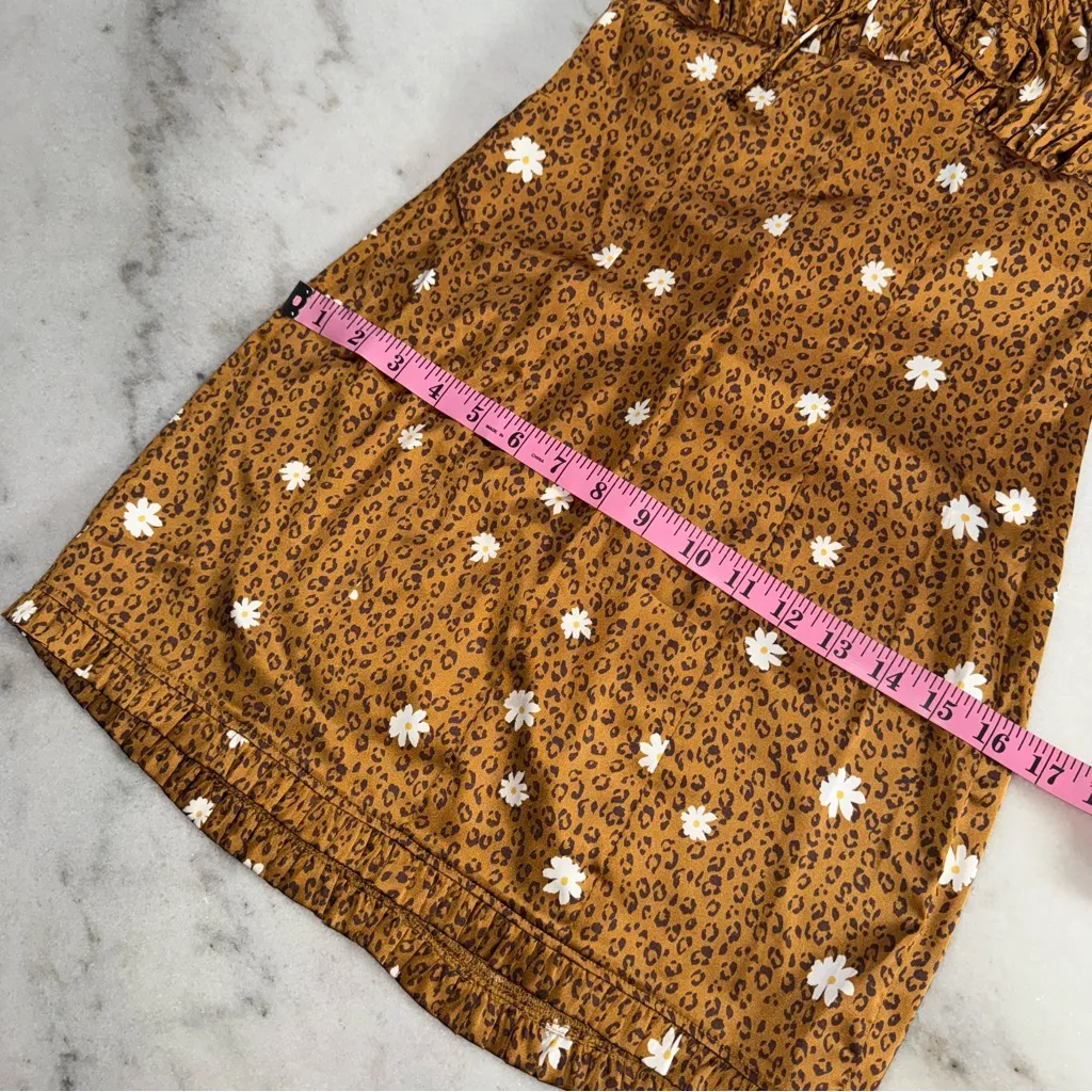 For Love & Lemons Tawney Mini Dress Cheetah Daisy Print Satin - Image 14