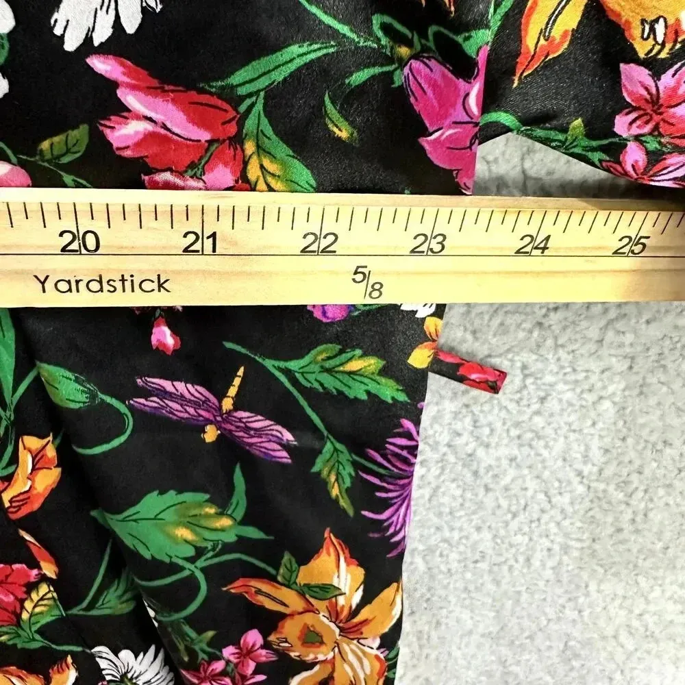 Victorias Secret kimono robe S/M satin black floral butterfly pockets boho fairy - Image 5