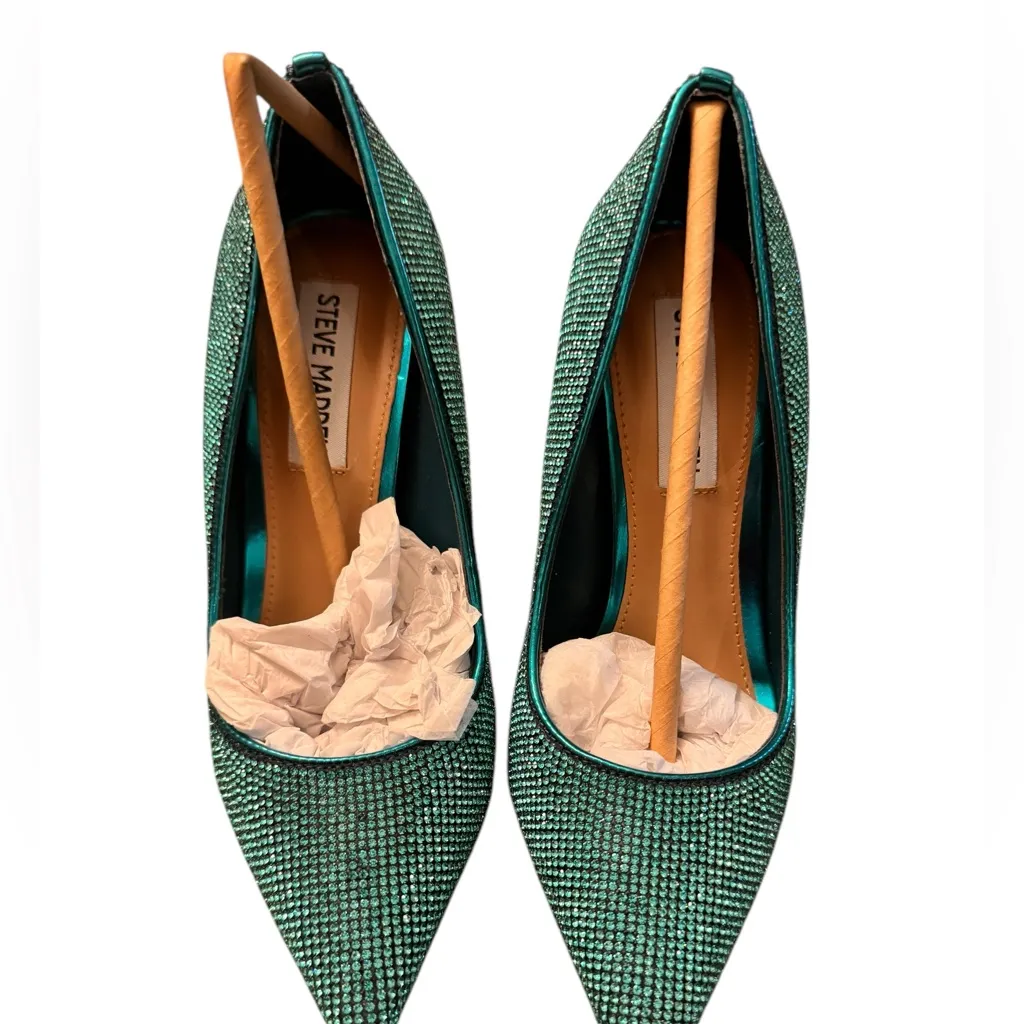 Steve Madden Sexy Vivacious Teal Rhinestone Stiletto Pumps Size 5.5 NWOT/NIB - Image 8