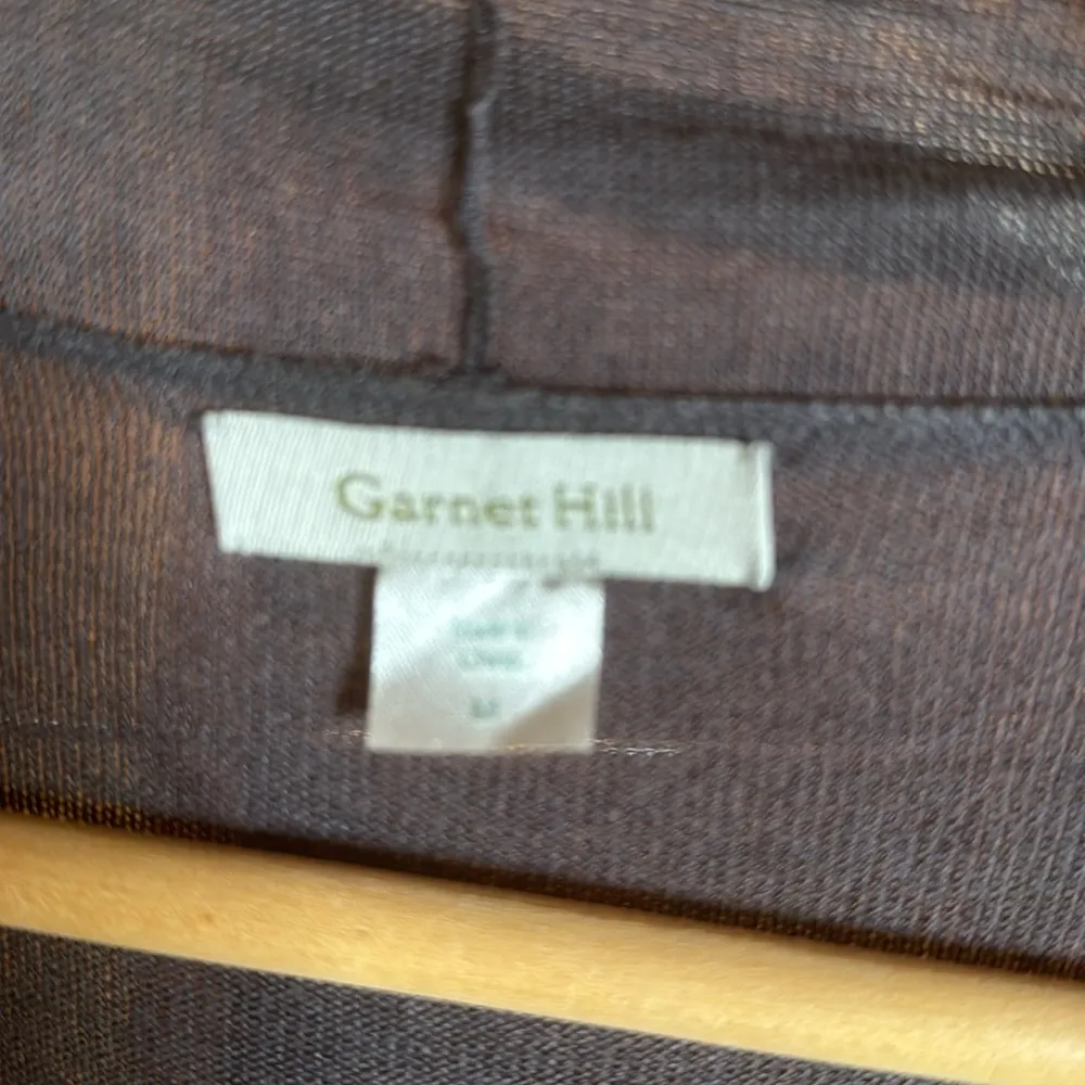 Garnet Hill Cardigan Sweater Gray Cotton Blend Open Front Ruffle Hem Size Medium - Image 4