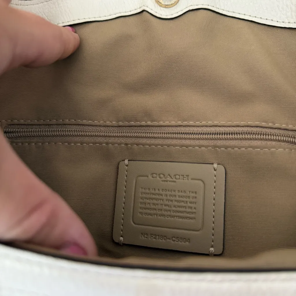 Coach Hallie Shoulder Bag Pop Floral‎ Print White Flowers Gold Pebble Leather - Image 11