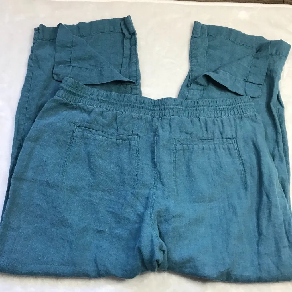 Athleta Retreat‎ Linen Mid-Rise Wide Leg Pants Women's Plus Size 16 Split Hems - Image 11