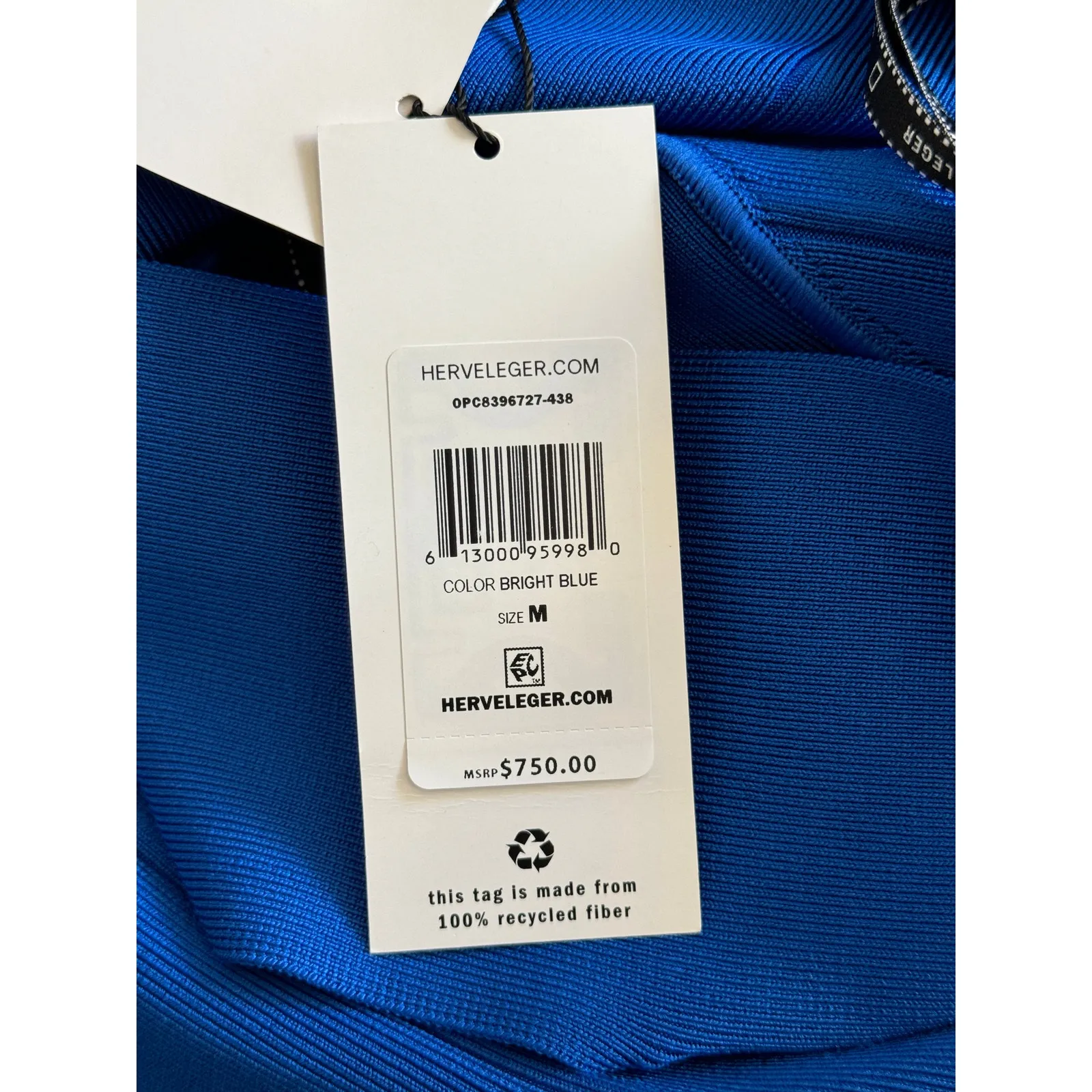 Herve Leger One Shoulder Bandage Mini Dress Blue Size Medium NWT - Image 9