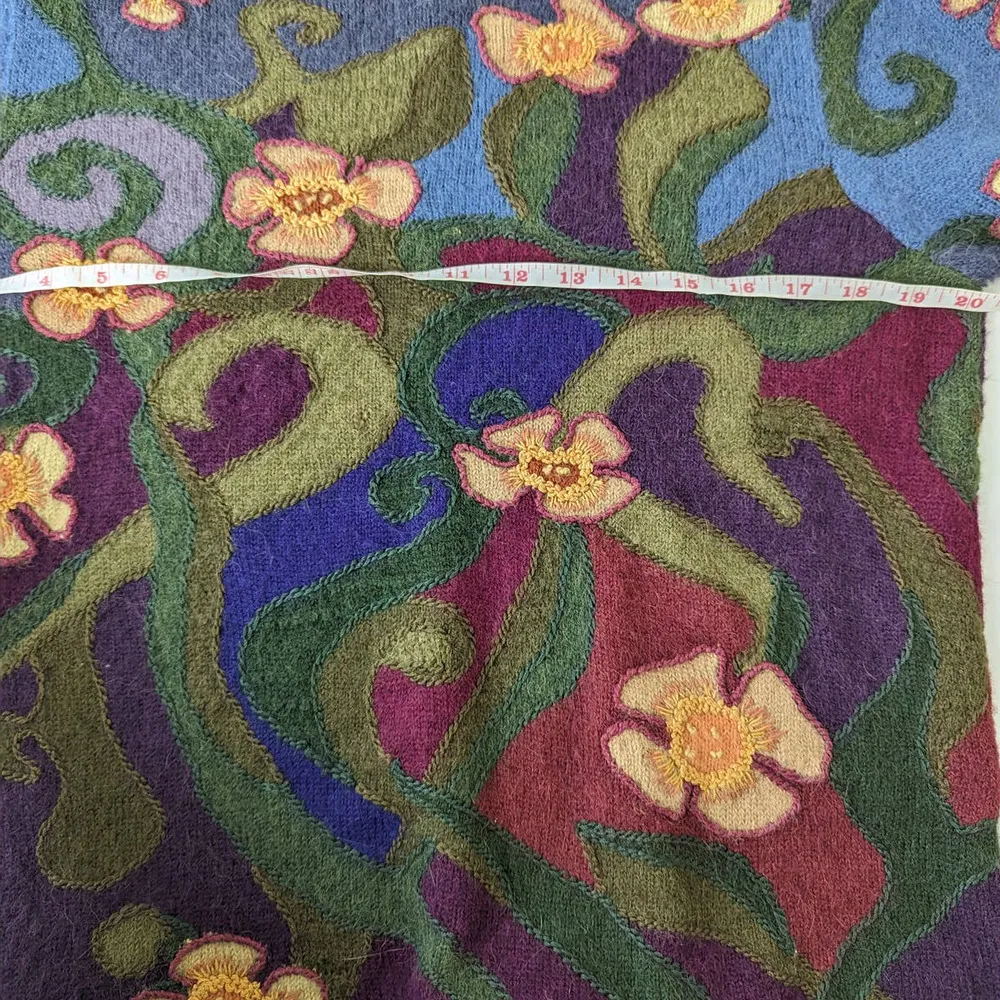 Purple Crewneck Floral Alpaca Sweater Fun Funky Art-Wear - Image 3