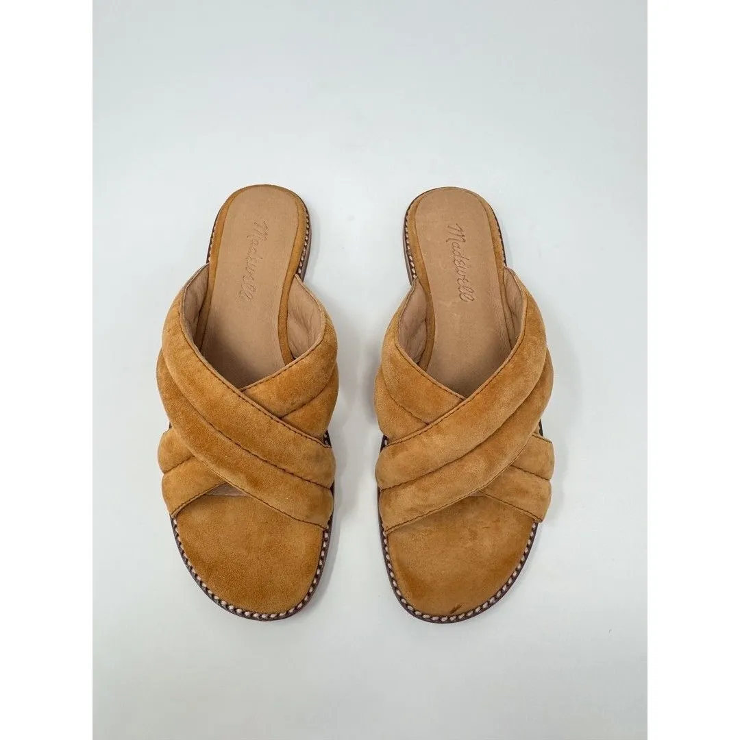 Madewell The Skyler Slide Womens Sandals Brown Suede Slip On Flat Puffy US 6.5 - Image 2