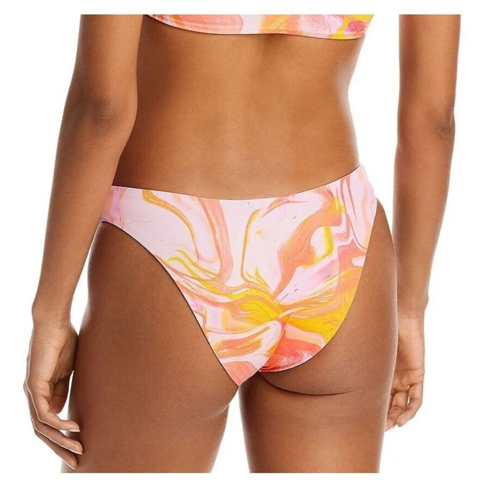 NWT AQUA Swim Women's Swirl Print Basic Bikini Bottom Size M Pink Multi - Image 2