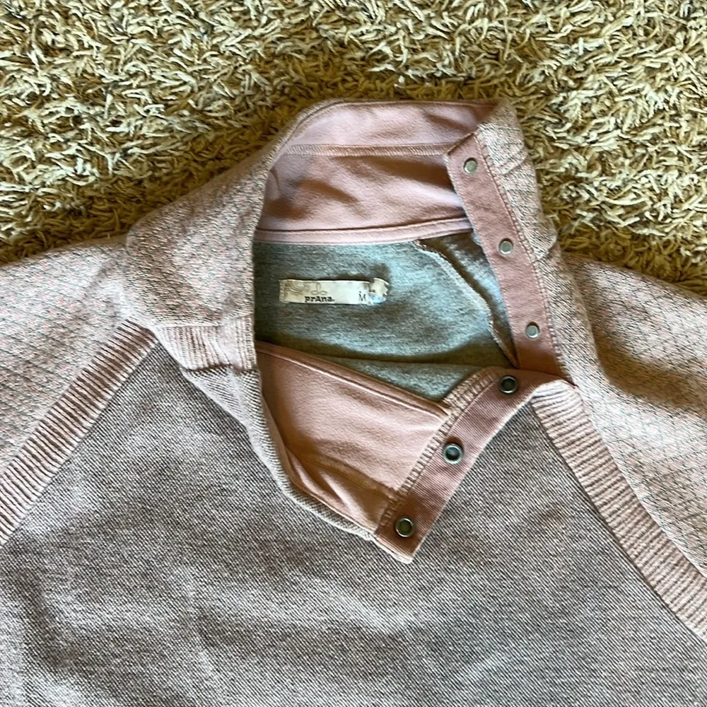 PrAna Brandie Pink (Light Mauve Heather) Wool Blend Sweater Size Medium - Image 3