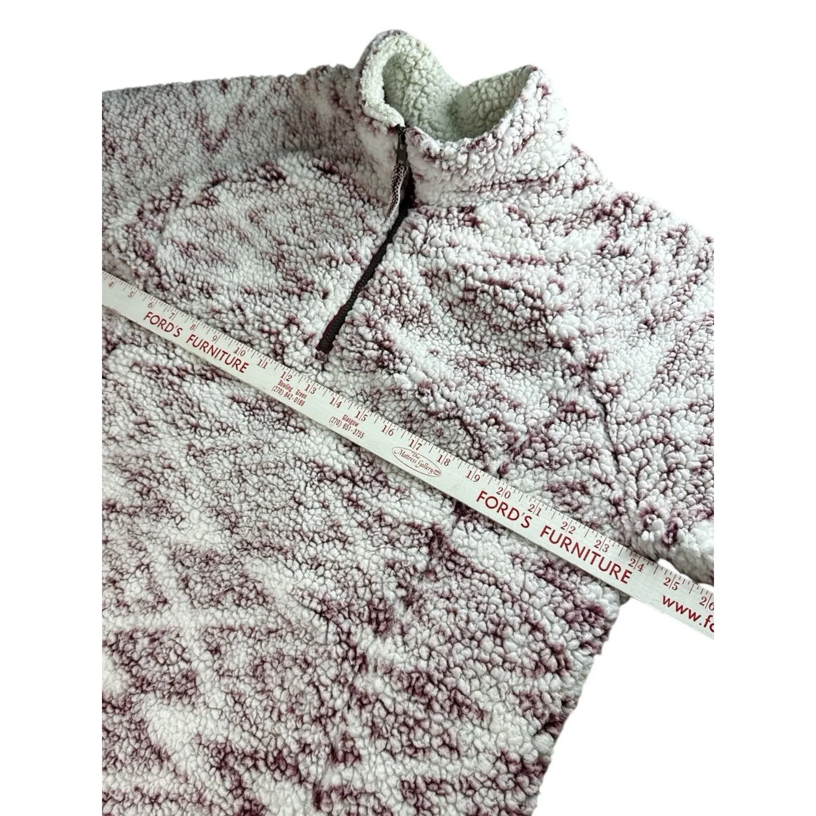 Cozy Sherpa Ikat Burgundy 1/4 Zip Pullover Sweatshirt XXL Cozy Casual Southwest - Image 3