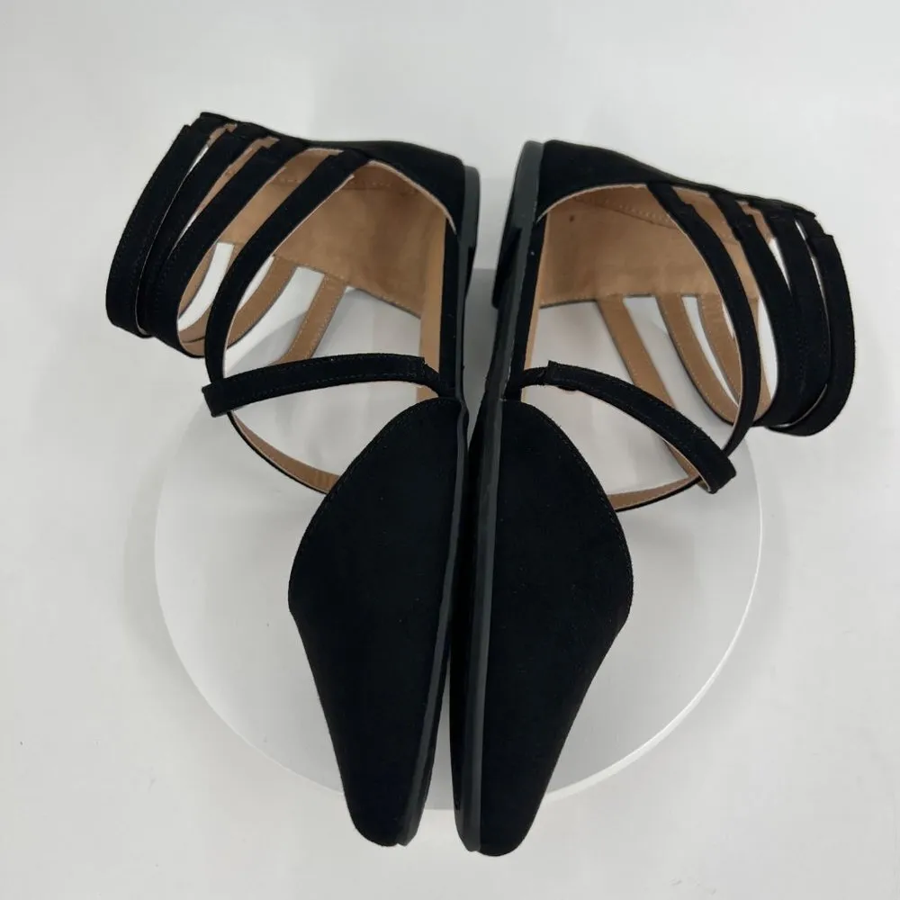 Journee Collection Black Strappy Flats Size 7.5m - Image 8
