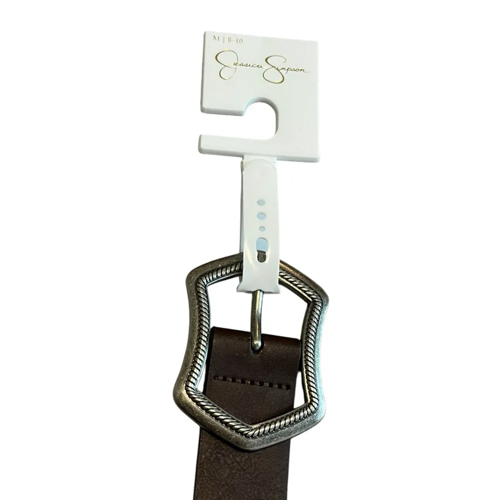 Jessica Simpson Belt Womens Size M 8-10 Faux Leather Silver Buckle $33 MSRP NWT - Image 2