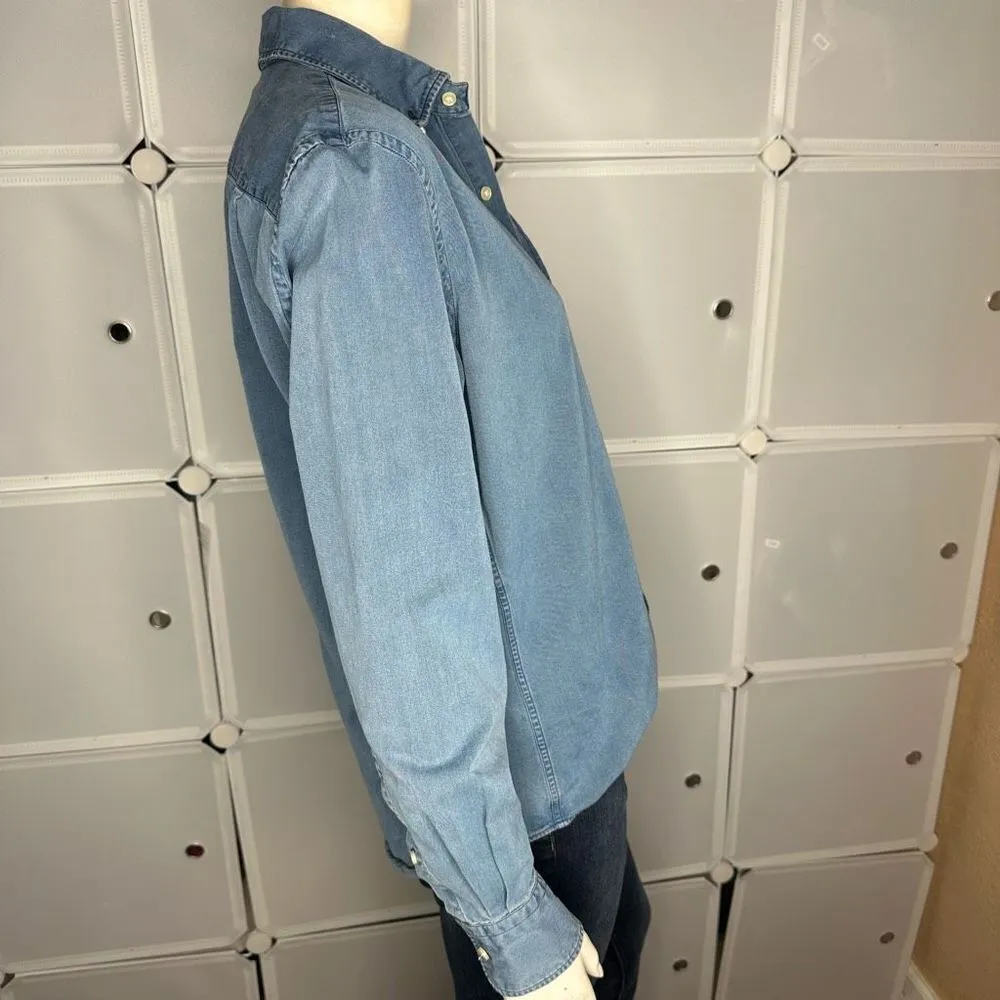 MOTT & BOW Chambray Button Down Shirt Size Small Blue - Image 6