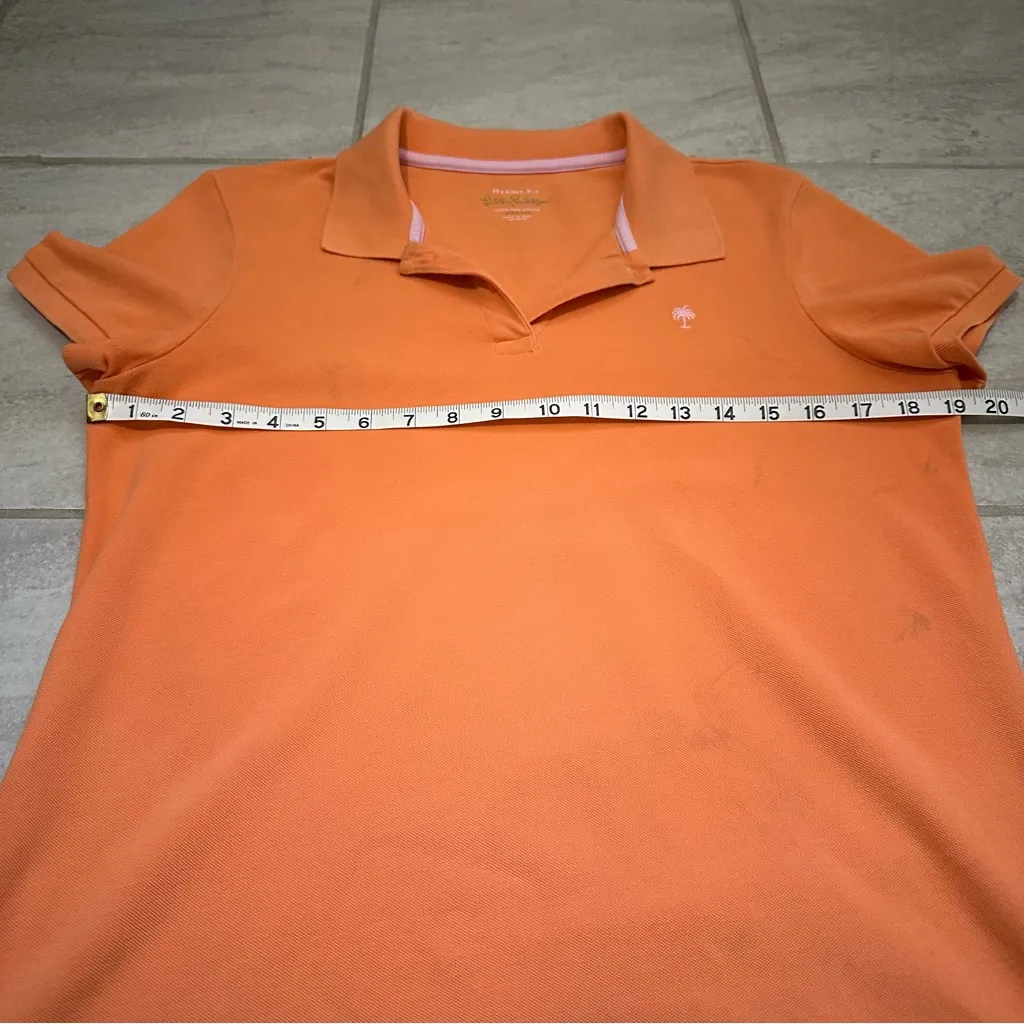 Lilly Pulitzer Orange Resort Wear Pima Cotton Polo Shirt Top Size M - Image 9