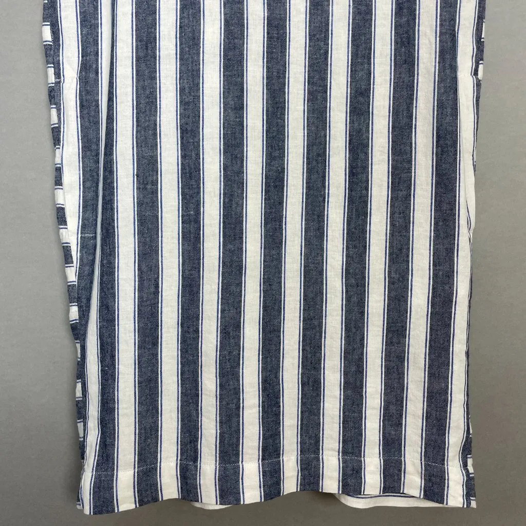 Madewell Striped Play Button Back Dress Small Shift Mini Blue White Casual Beach - Image 7