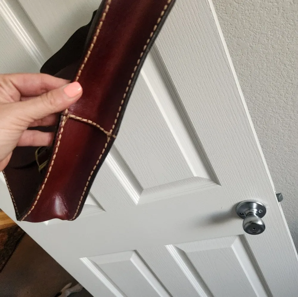 Vintage Mahogany Leather Saddle Bag Purse Red - Image 7