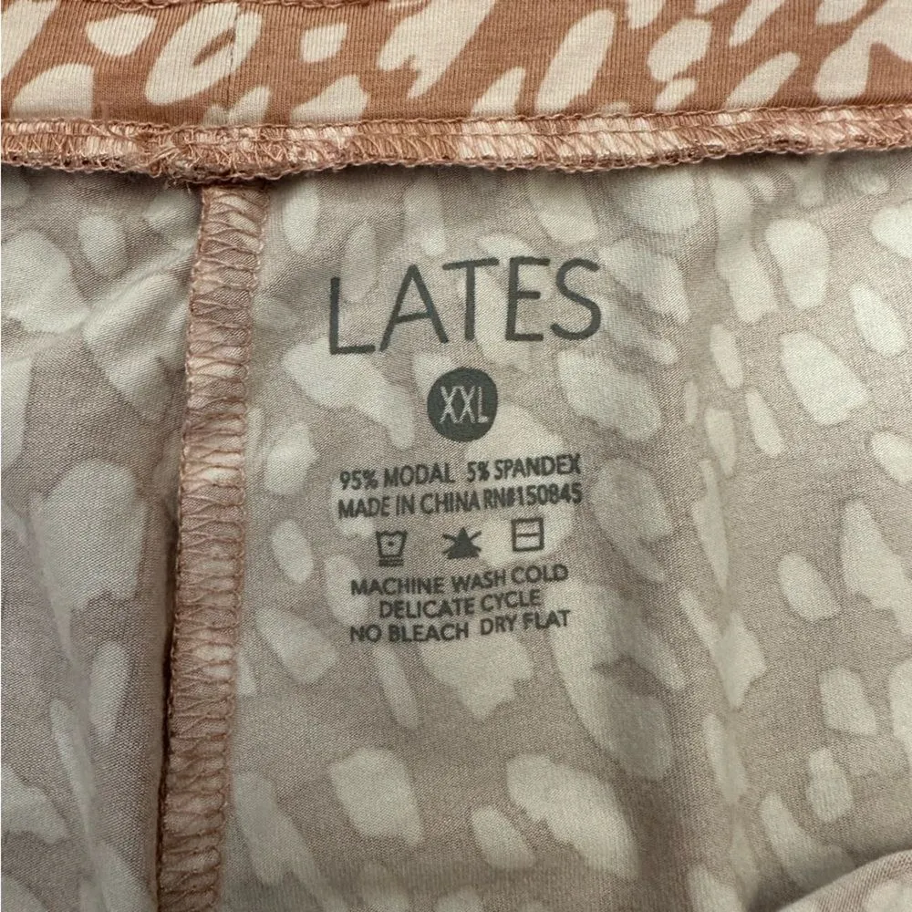 Lates By Kate Jam Pants Jogger and tee shirt top in Mauve Leopard pajama set XXL Orange - Image 6