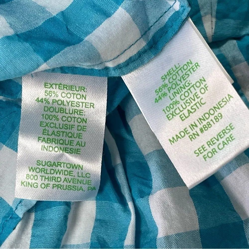 LILLY Pulitzer Sarafina Gingham Babydoll Cotton blend Top Blouse White blue  00 - Image 9