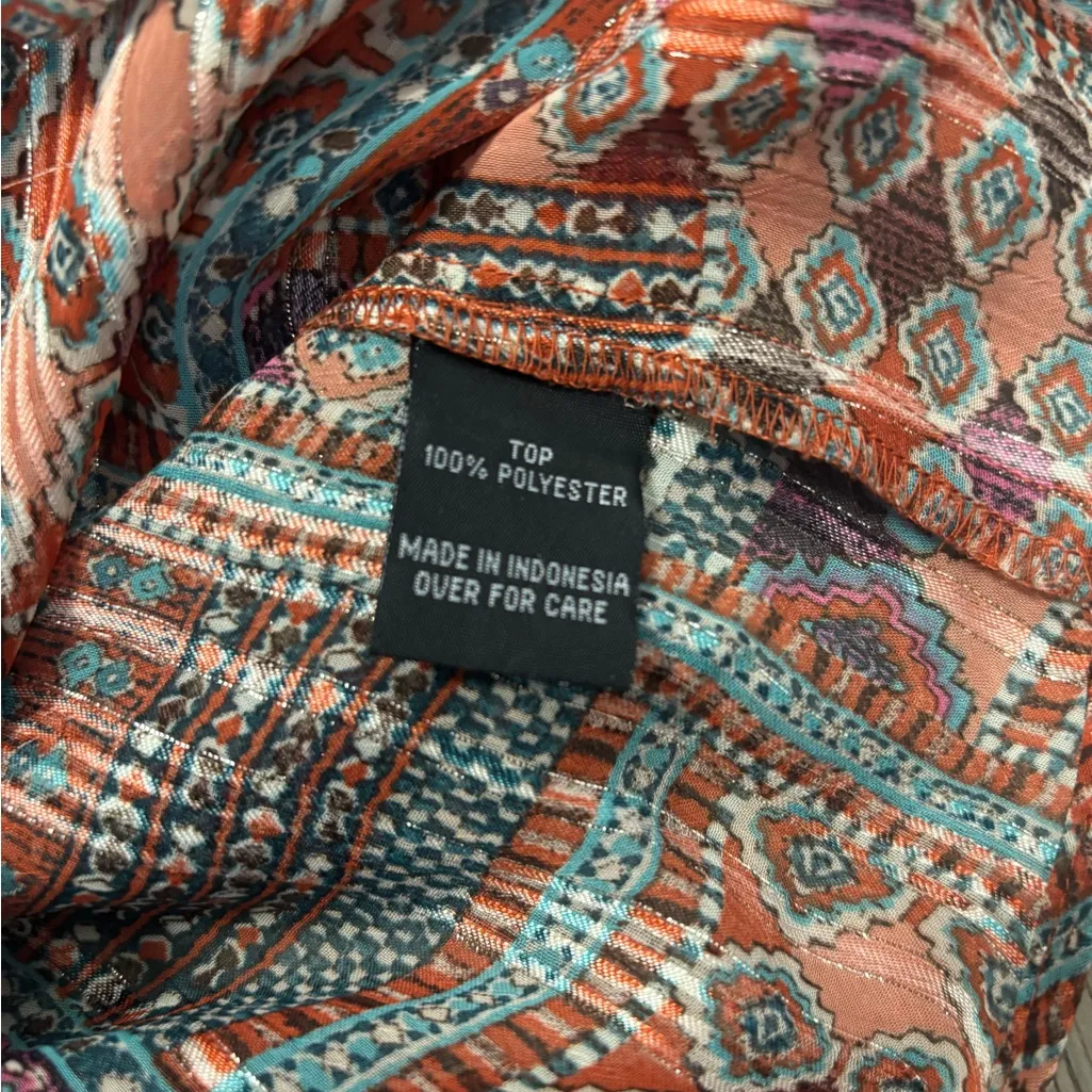 A. Byer Boho Patchwork Blouse | Crochet Lace Detail | Size M - Image 3