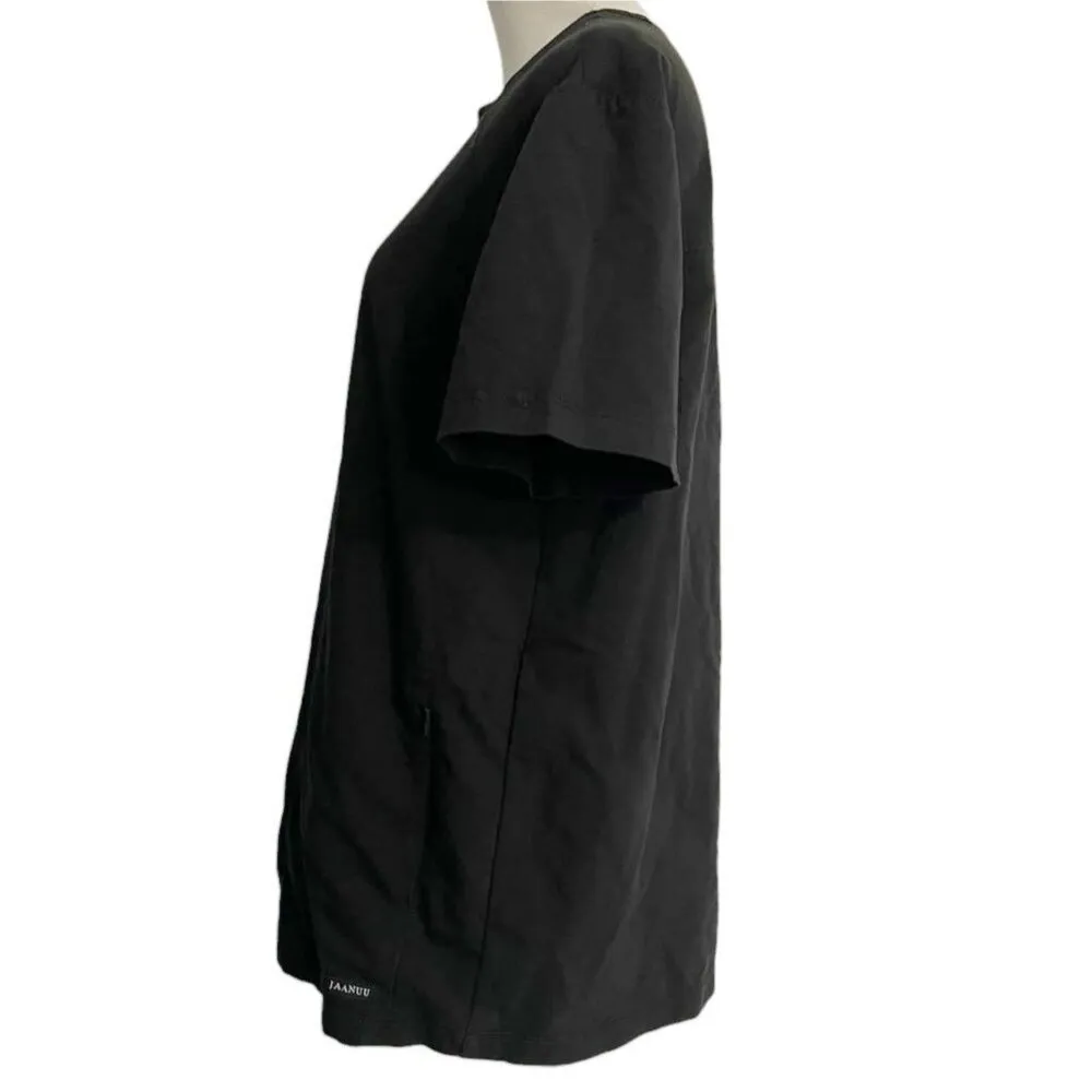 Jaanuu Size Medium Black Short Sleeve Scrub Top Uniform Nurse Doctor Healthcare - Image 4