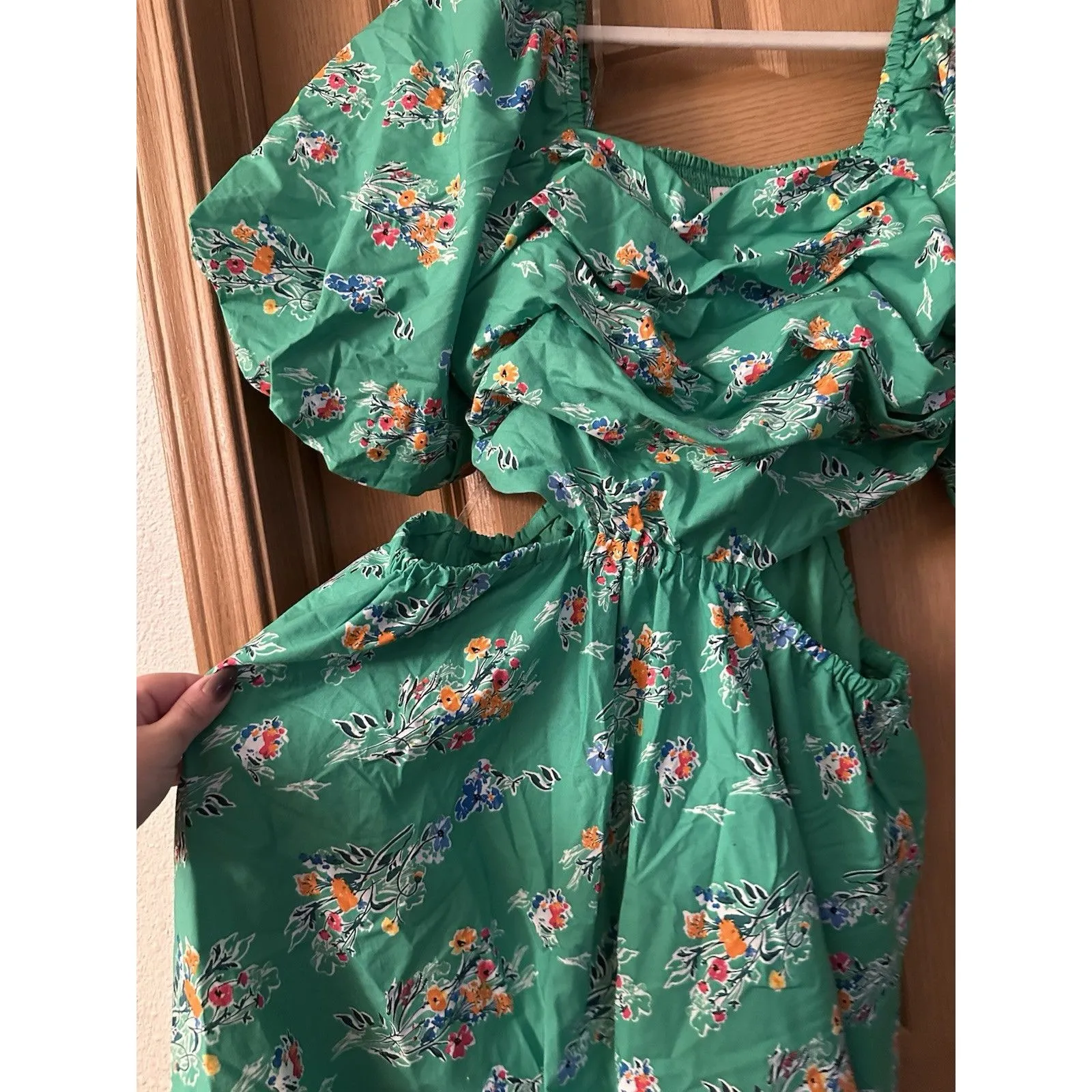 A New Day Bubble Skirt Cut Out Dress Size XL Green - Image 2