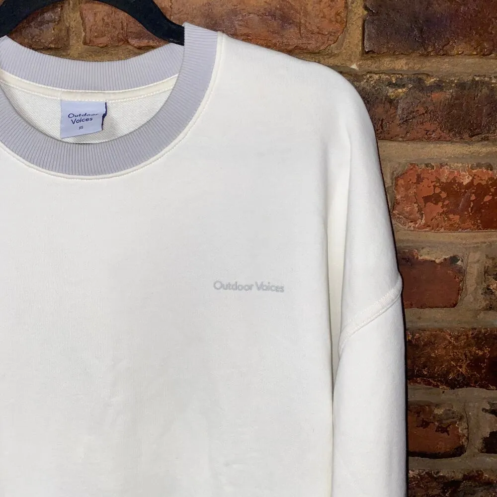 Outdoor Voices Cream White Gray Pickup Crewneck Sweatshirt Size XS Unisex - Image 3