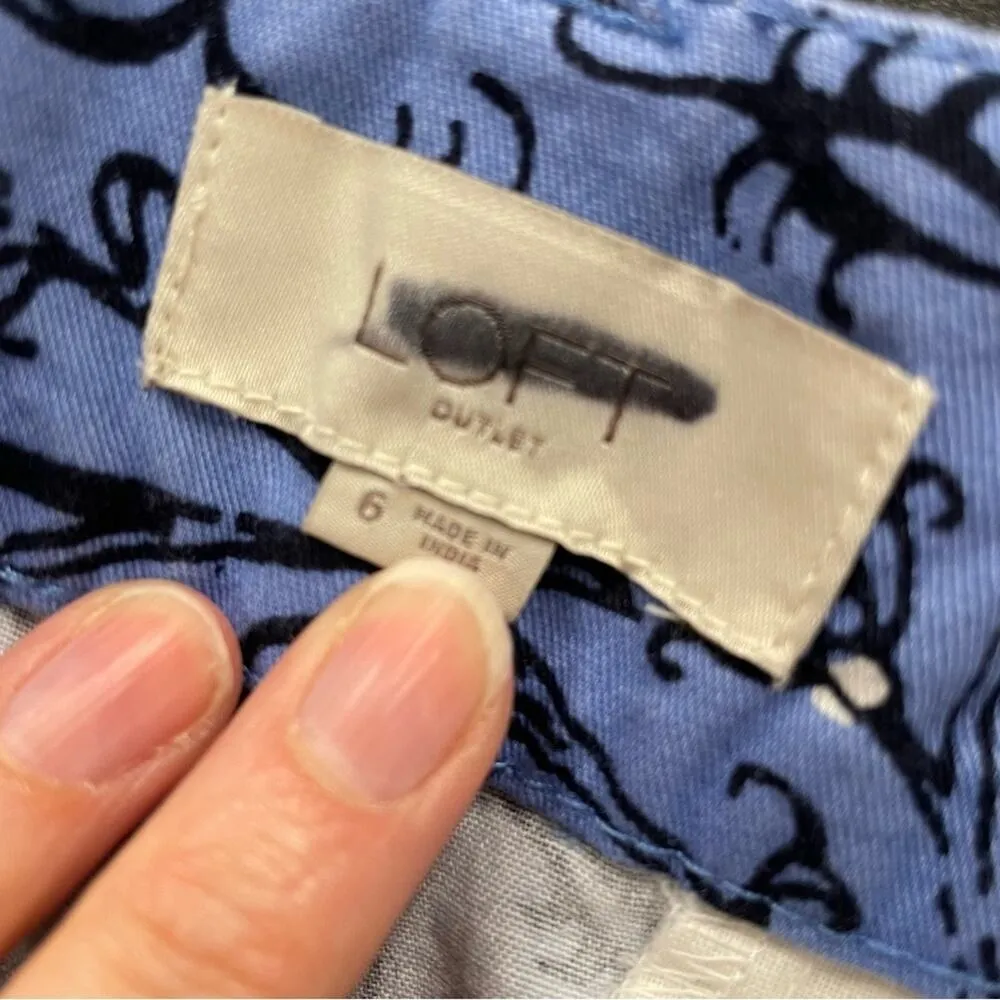 Loft Blue Floral 4in Chino Shorts Dress Shorts Womens 6 Red Yellow Boho Coquette - Image 8