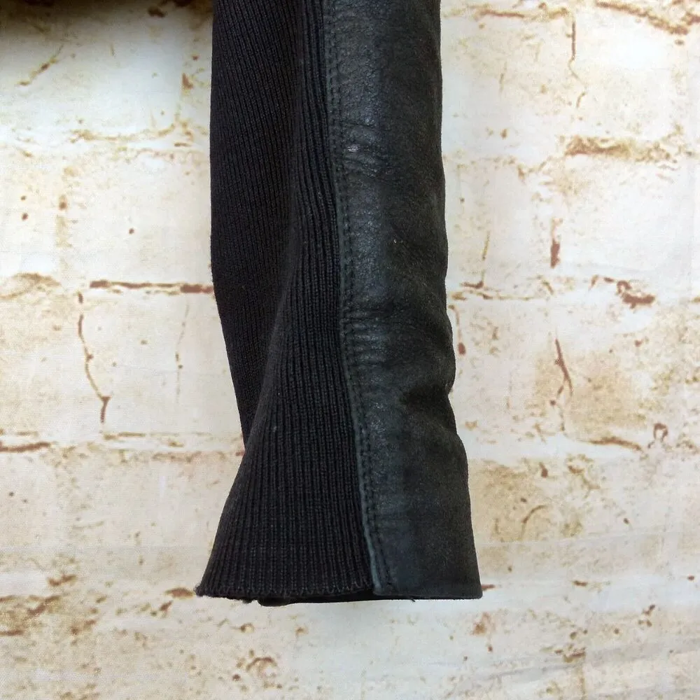 Rick Owen Distress Lamb Leather Jacket Women 6US Black Open Front Goth Y2K FLAWS Size 6 - Image 9