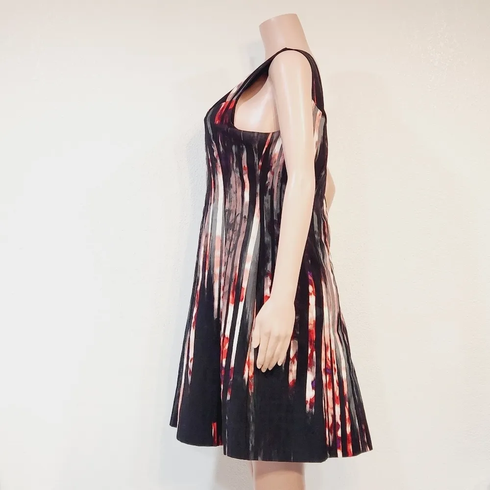 WORTHINGTON Multi-colored Pleated Fit & Flare Dress Size 12 - Image 5