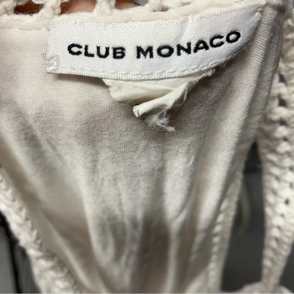 Club Monaco crochet lined mini dress white tank white size S beach vacation - Image 9