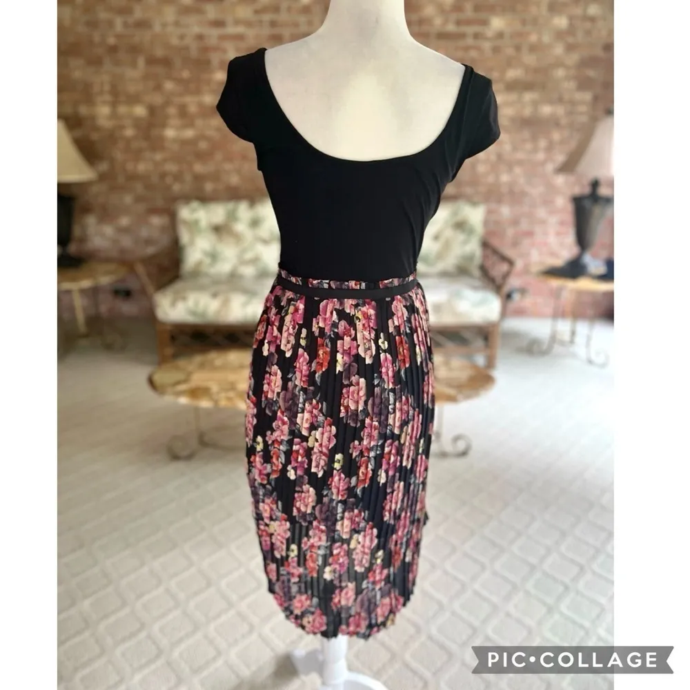 Xhilaration Dress Floral Pleated Black High Low S/M Party Office Lunch Brunch - Image 8
