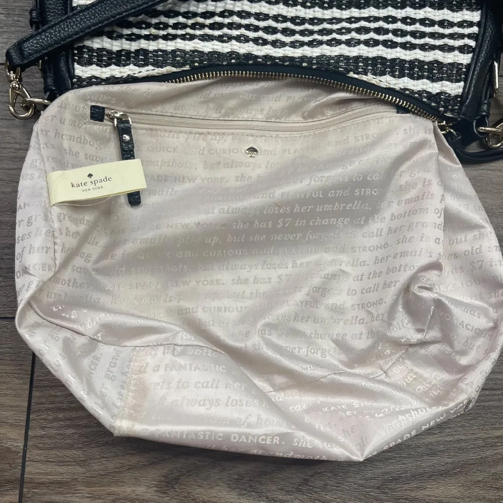 Kate Spade New York Cobble‎ Hill Straw Mylie Shoulder Bag Black Cement Leather - Image 7