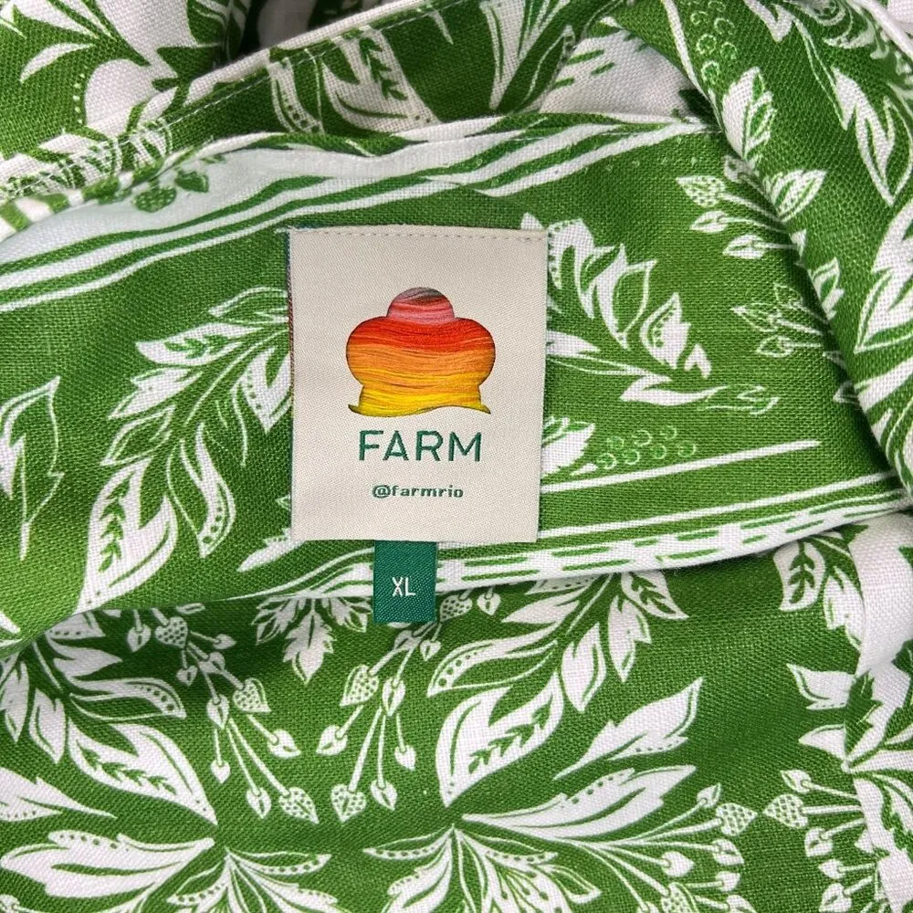 NWOT Farm Rio Floral Delicate Tapestry Linen Drop-Waist Midi Dress Size XL Green - Image 9