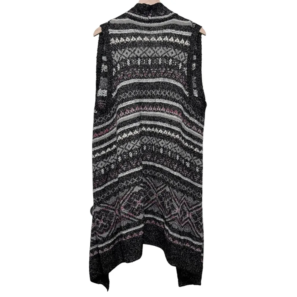 Women’s Eddie Bauer black pink stripe knit duster sweater vest size xl - Image 4