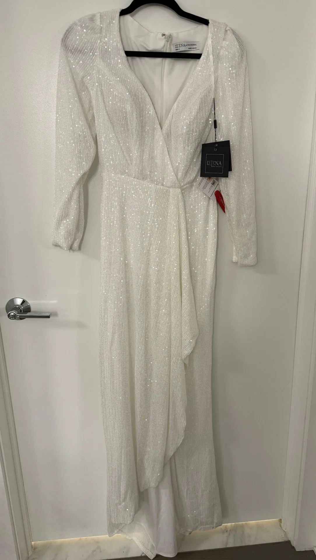 Mac Duggal Size 2 $398 NWT Sequin Wrap High Low Long Sleeve Wrap Gown - Image 4