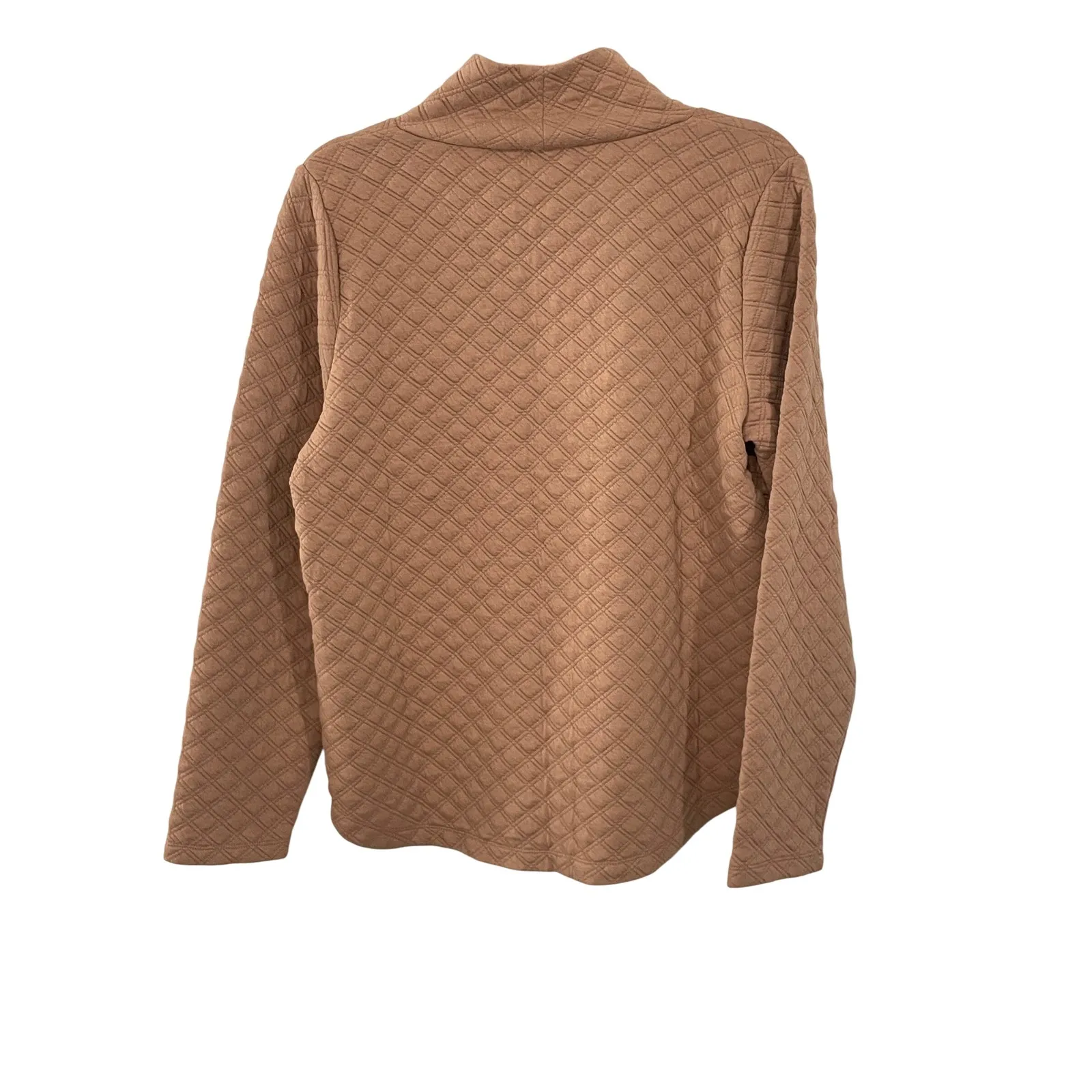 NWT J.Crew Quilted MockNeck Pullover Top Pale Mocha Sz M Long Sleeve Shirt BL249 Brown Size M - Image 3