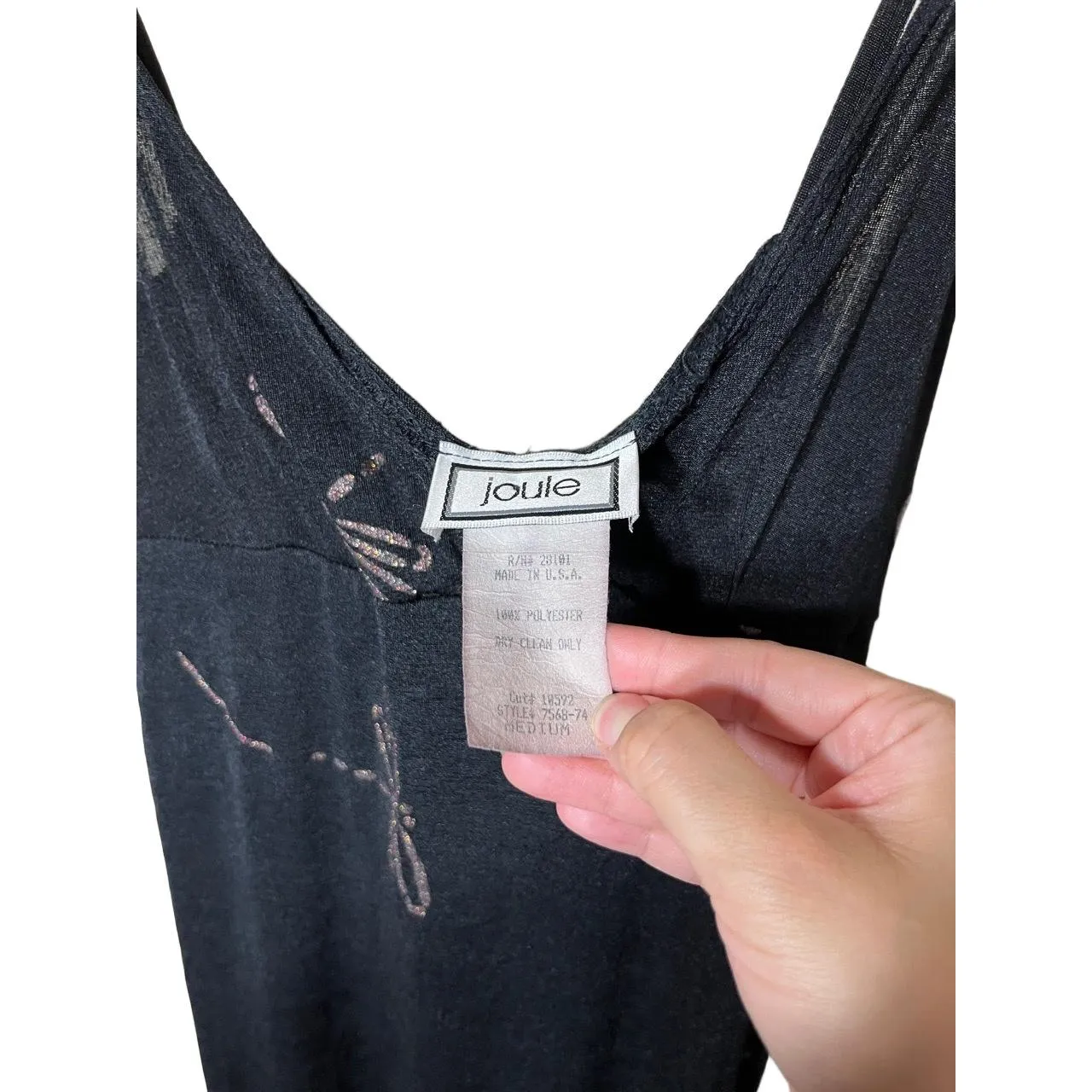 Joule‎ Womens Medium Black Dragonfly Dress Spaghetti Straps Vintage 90s - Image 5