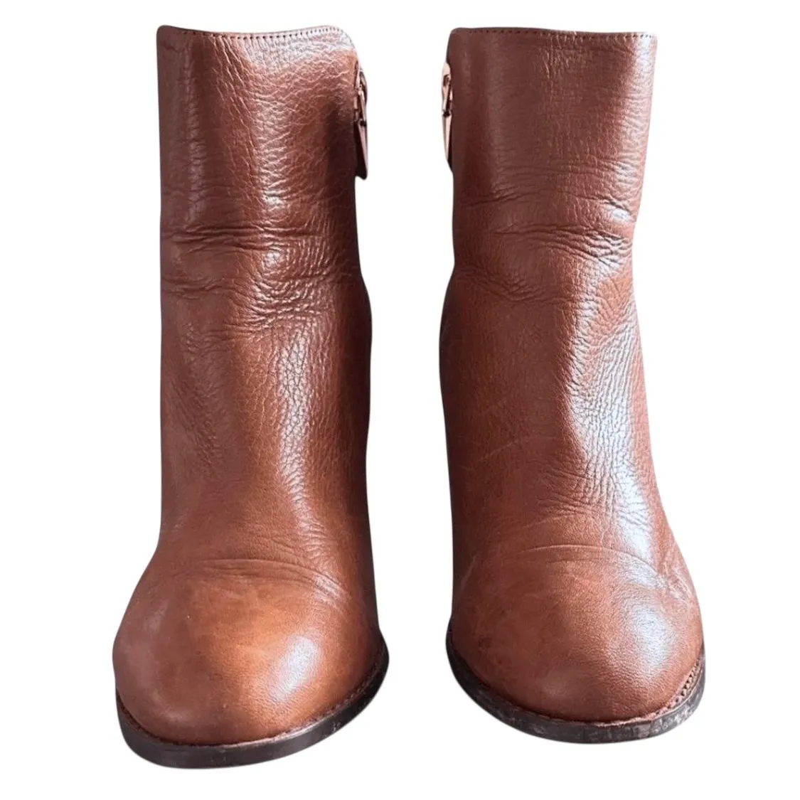 Clarks Womens Kacia Alfresco Size 5 Brown Leather Ankle Booties Heeled - Image 3