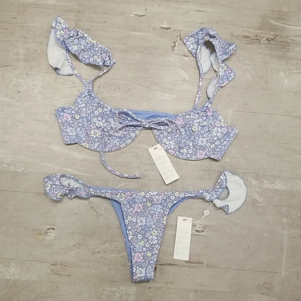 💕FRANKIE'S💕 Springtime Ruffle Bikini ~ Birdi Top + Ali Skimpy Bottom Large NWT - Image 8