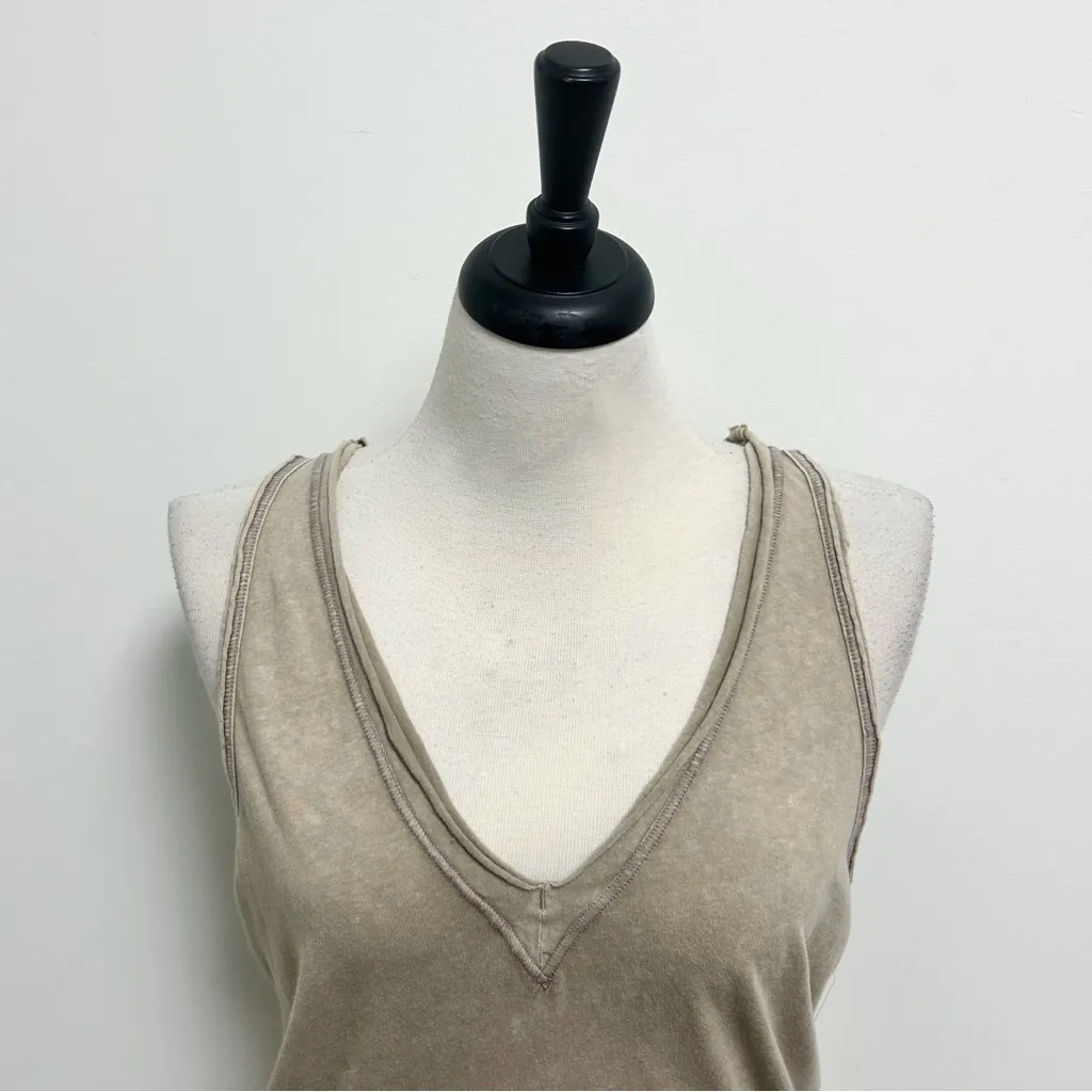 Free People Movement Slate Storm Tan Kickin In V Neck Open Back Tie Tank Large - Image 4