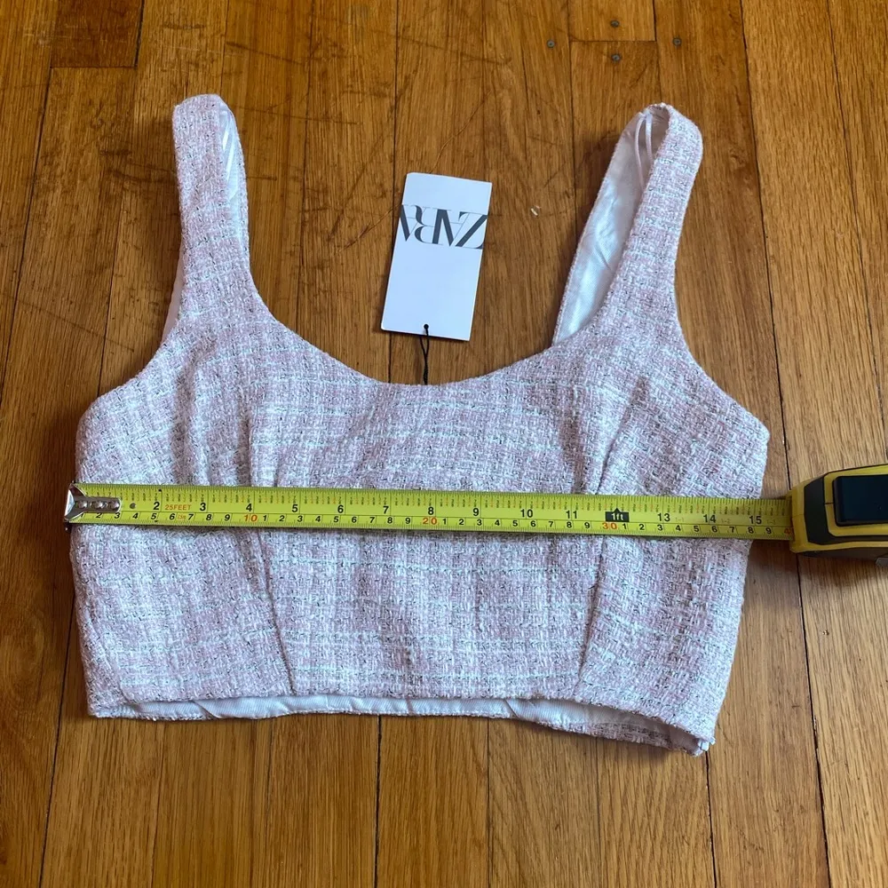 NWT Zara Tweed Pink Crop Top - Image 9