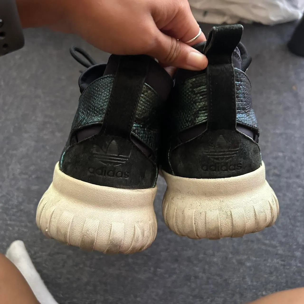 Adidas Green Snakeskin Tubular X Athletic Shoes - Image 4