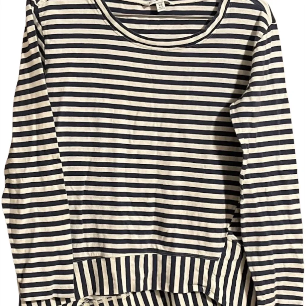 CAbi Woman's Boat Stripe Asymmetrical Hem Line Blue & White Tee Size XS - Image 10