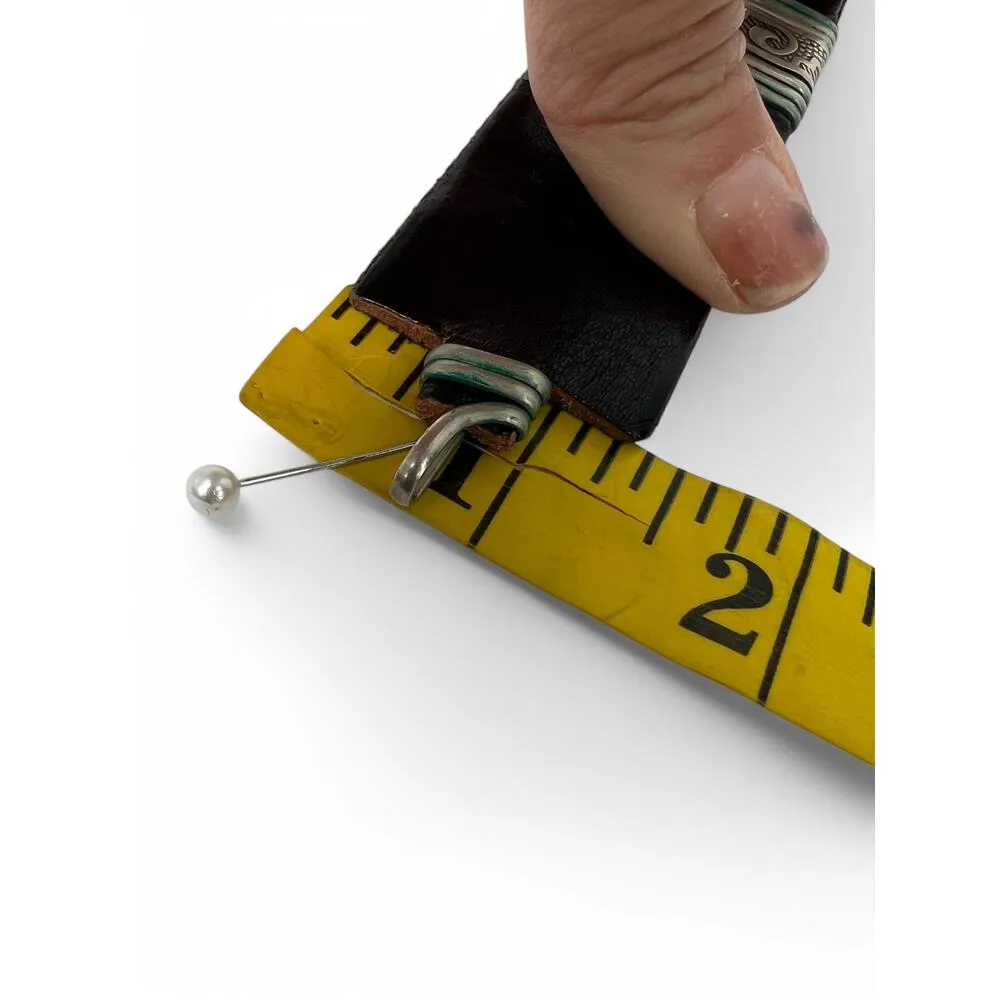 Artisan Handmade Wide Leather Bracelet Unisex Carved Cuff Men Women Brown - Image 6