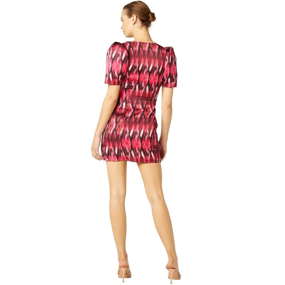 MISA Los Angeles Amina Wrap Chic Satin Ruffle Fuchsia Dress NWT XS $357 - Image 6