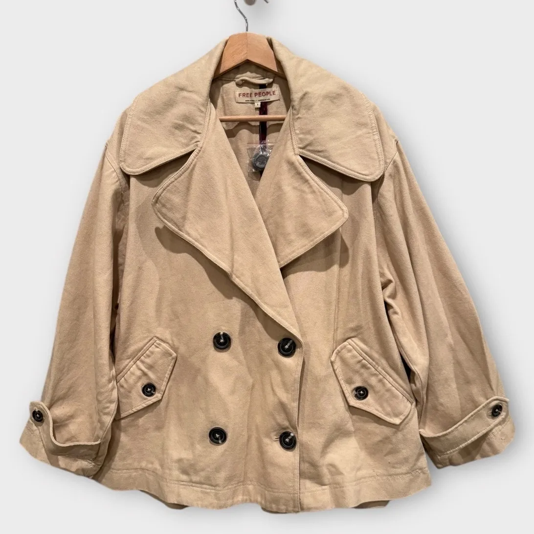 Free People Highlands Oversized Swing Peacoat Size Small - Image 8