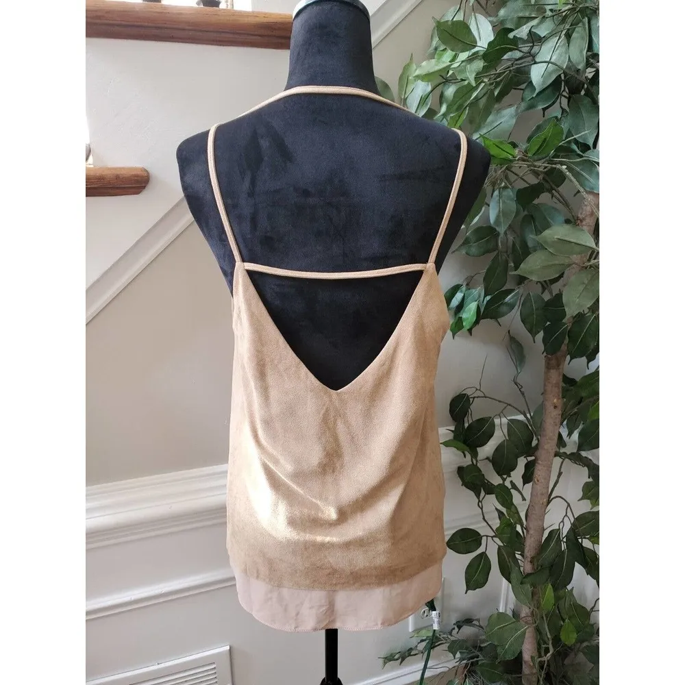 Sans Souci Womens Brown Suede 100% Polyester V Neck Sleeveless Top Blouse Size L - Image 7