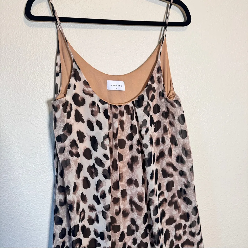 Adrienne Brown Animal Print Babydoll Mini Dress Womens M Sleeveless Casual - Image 4