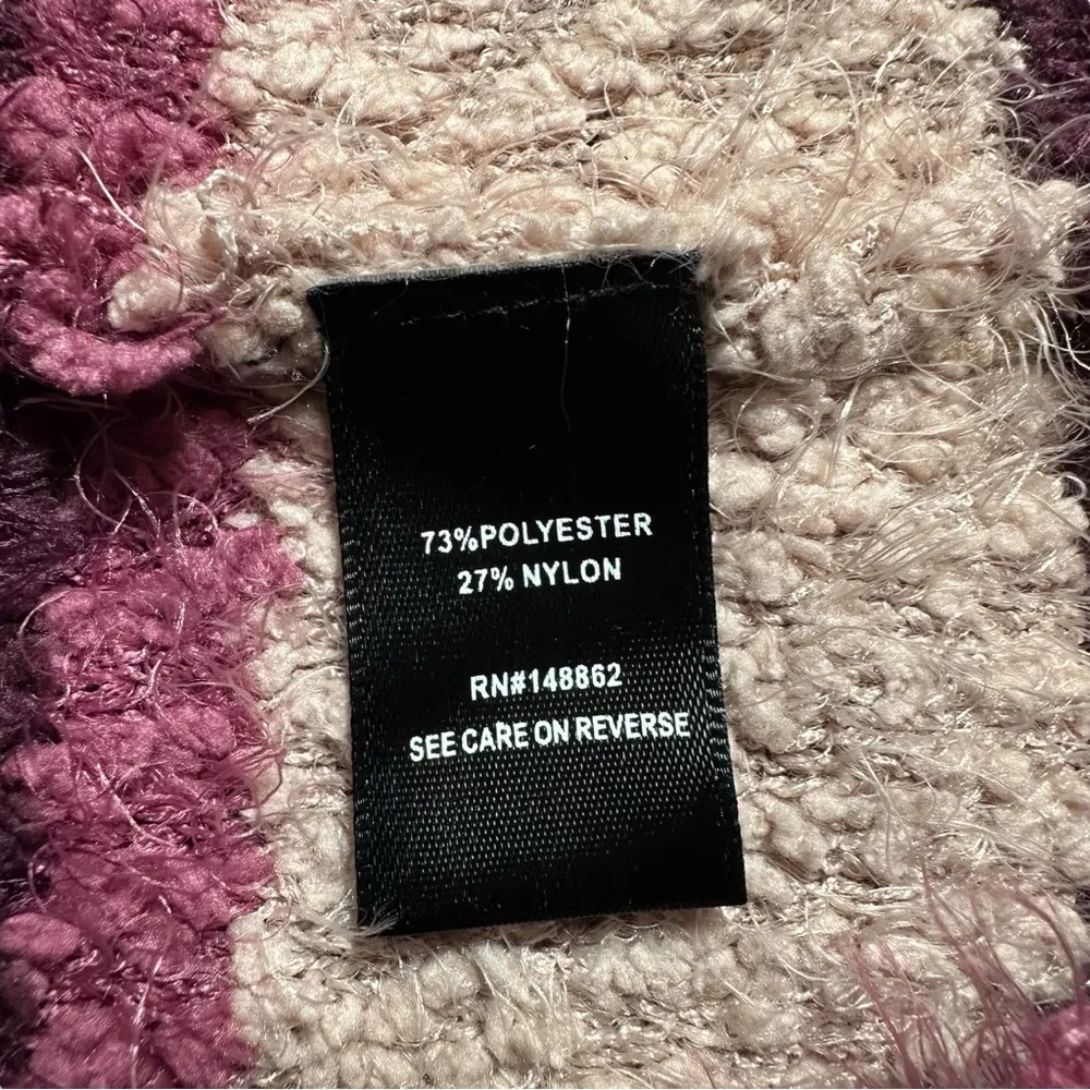 Torrid Pink Purple Stripe Fuzzy Eyelash Popcorn Crewneck Cozy Sweater M/L - Image 6