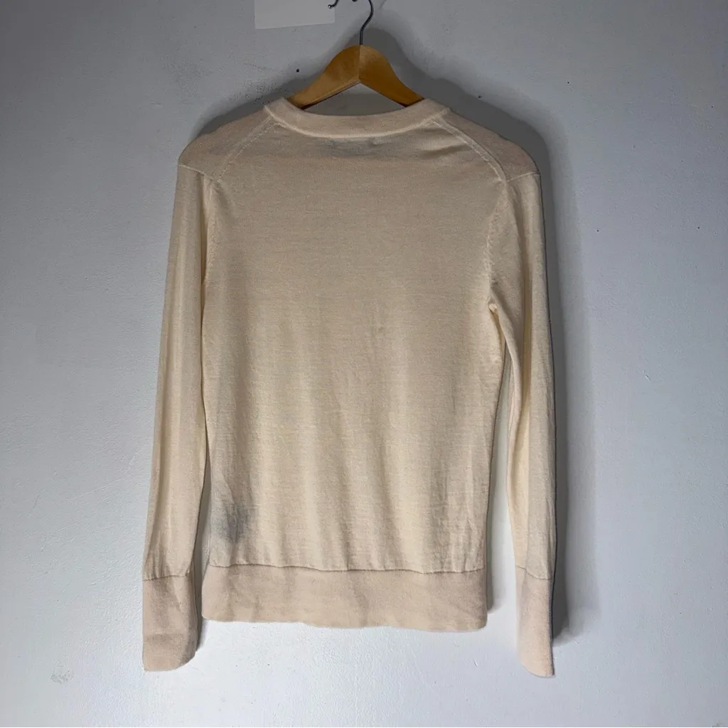 club monaco Cream Crew Neck Merino Wool Sweater CS Made In Hong Kong - Image 2