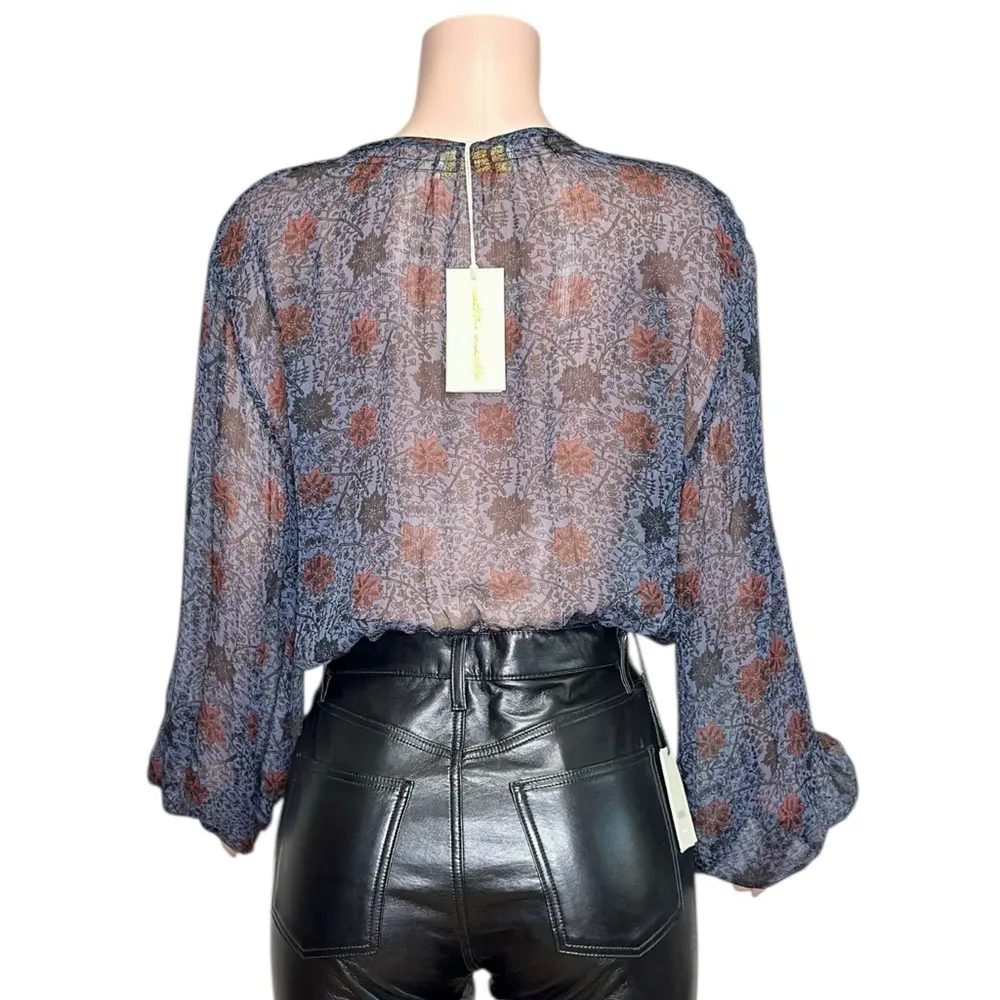 NATALIE MARTIN Amelia Top, Snowflake Print Aubergine, Small - Image 5